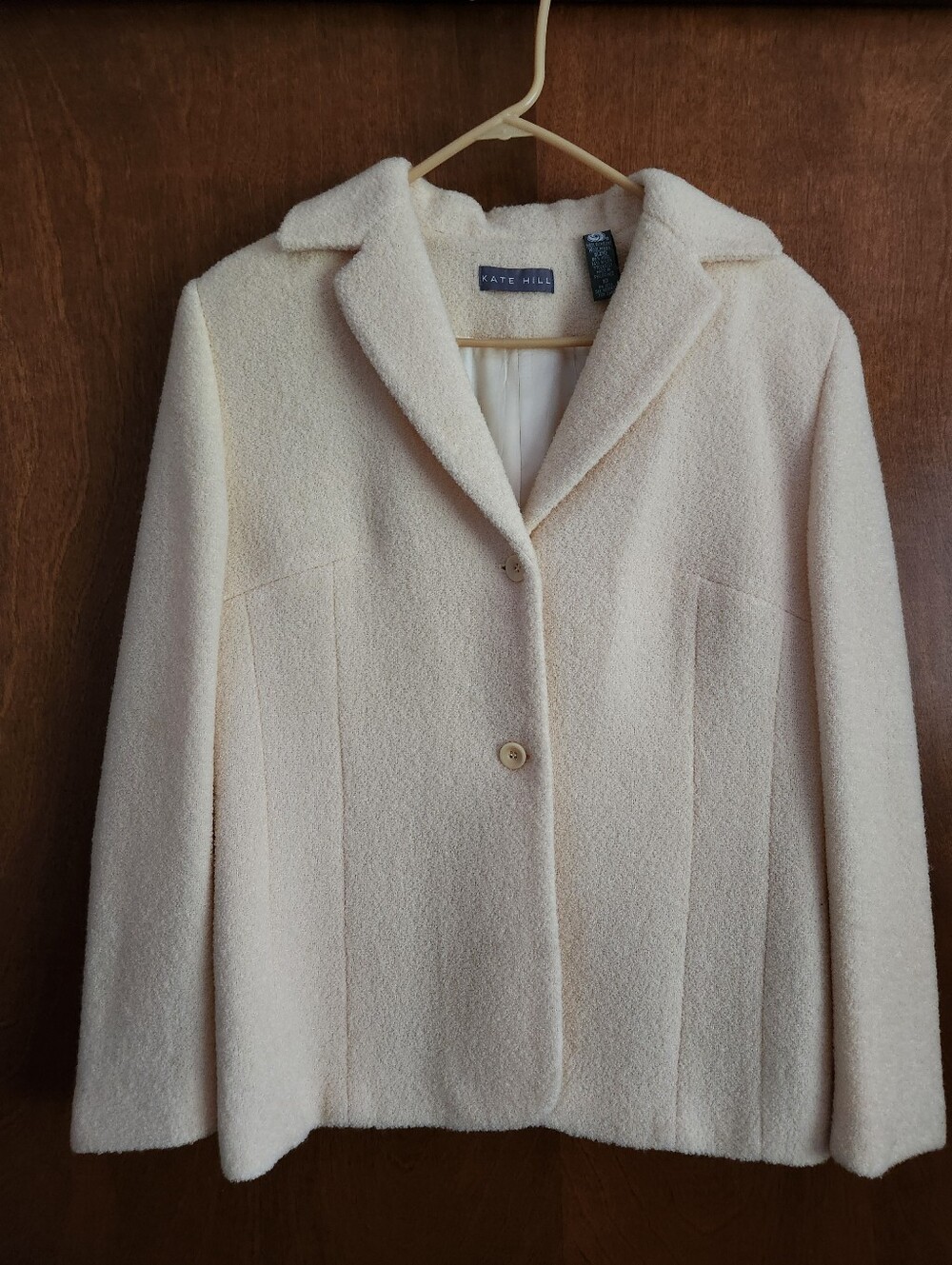 Kate Hill Cream Bouclé Wool-Blend Blazer